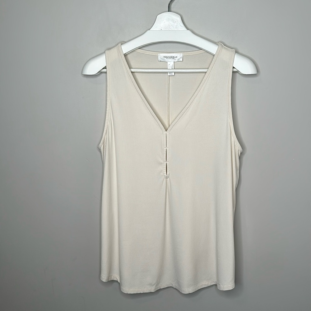 Addition Elle Cream Ribbed Knit Racer Back Cami - Picture 3 of 11